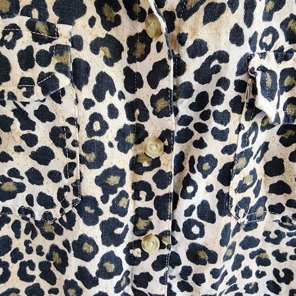 Jones New York Sport Petites Leopard Glam Print Button Down Sz PM - Picture 5 of 9